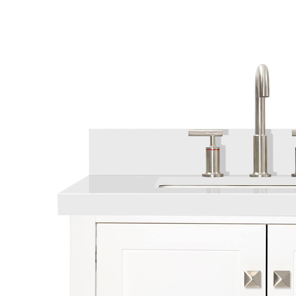 Cambridge 73" White Double Sink Vanity with Quartz Top