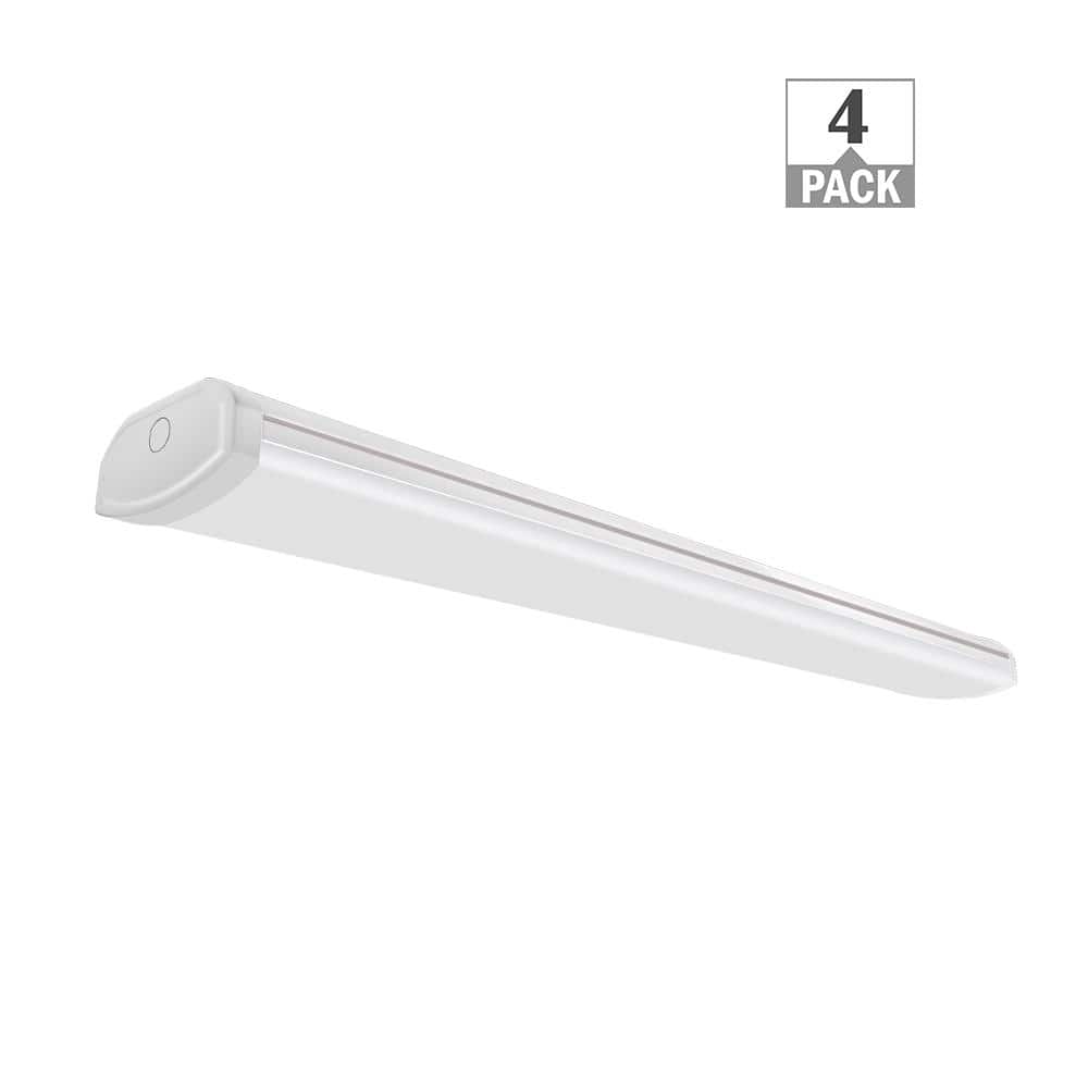 4-Pack 4 ft. 3600 Lumens LED Wraparound Ceiling Light 40W 120V Hardwire Gar