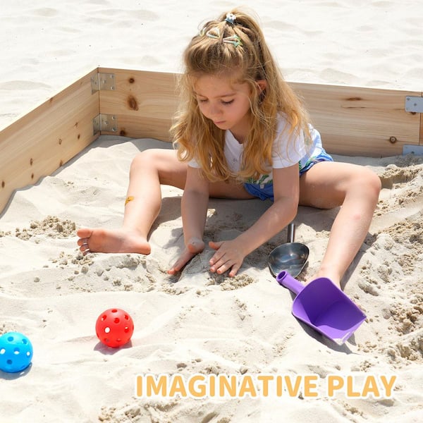 BOZTIY Outdoor Wood Sandbox Wooden Sandbox and Excavator Set 6 ft