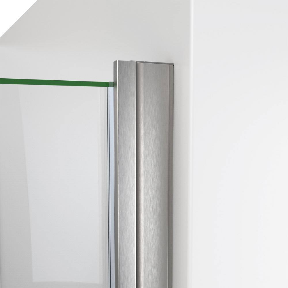 Brushed Nickel Semi-Frameless Hinged Shower Door with Clear Glass