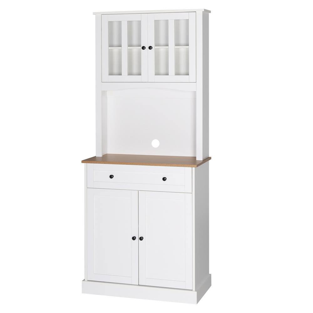 VEIKOUS 72 in. H White Kitchen Pantry Hutch Cabinet Storage with Buffet ...