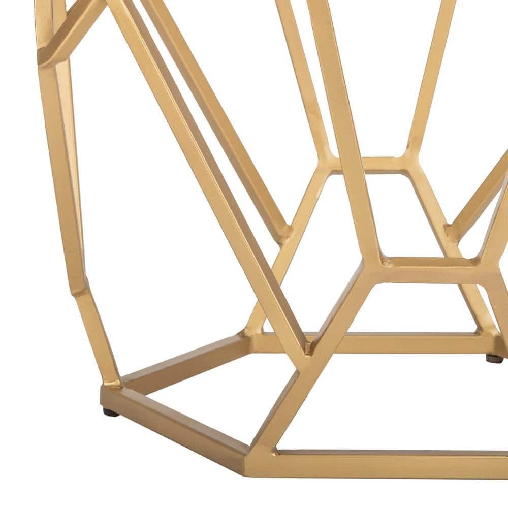 Ava Gold and Multi-Colored Agate Hexagonal Accent Table