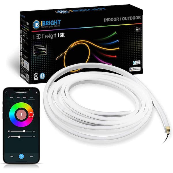 IBRIGHT:iBright Smart Outdoor/Indoor 16 ft. Color Changing Light LED Rope Light with Alexa and Google Assistant) NSK-5M-72W-01 - The Home Depot