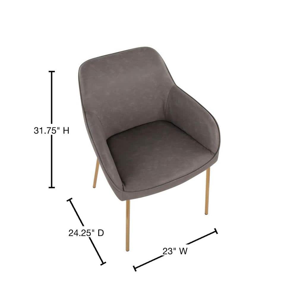 Daniella Gold Steel and Gray Faux Leather Dining Chairs, Set of 2