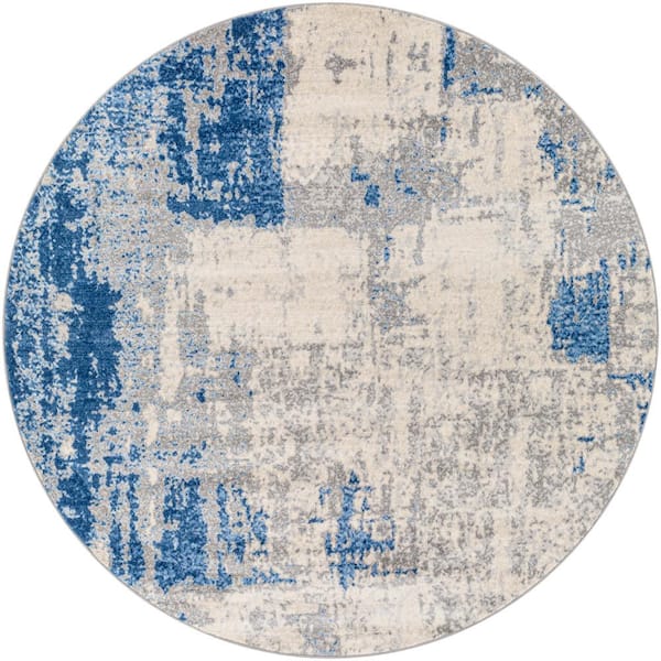 Livabliss Vauquelin Navy 7 ft. Round Indoor Area Rug