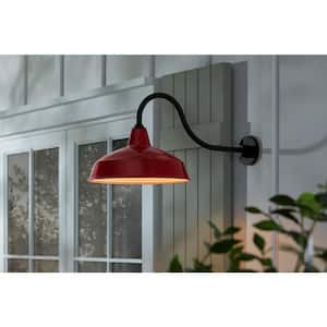Easton 1-Light Red Barn Outdoor Wall Lantern Sconce with Metal Shade