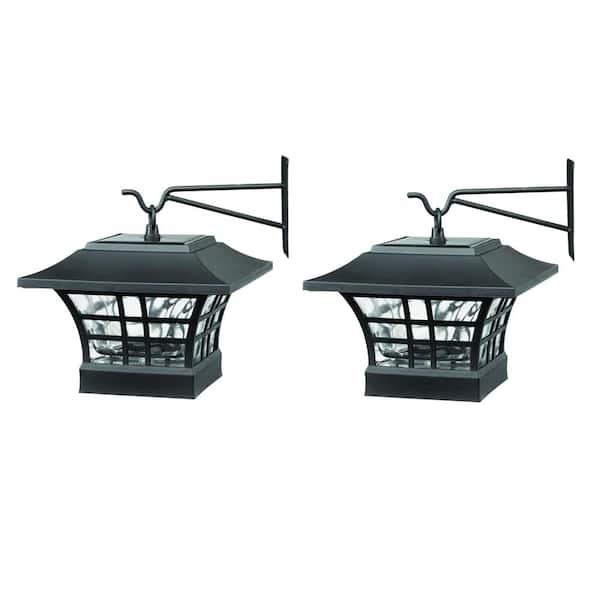 Unbranded Solar Black LED Deck Post with Plastic Cage and Glass Lens (2-Pack)