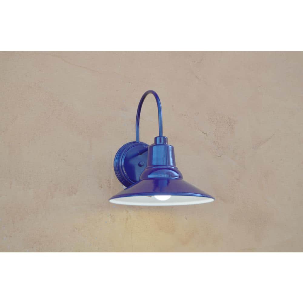 Shelby Blue Metal Dimmable Exterior Wall Light
