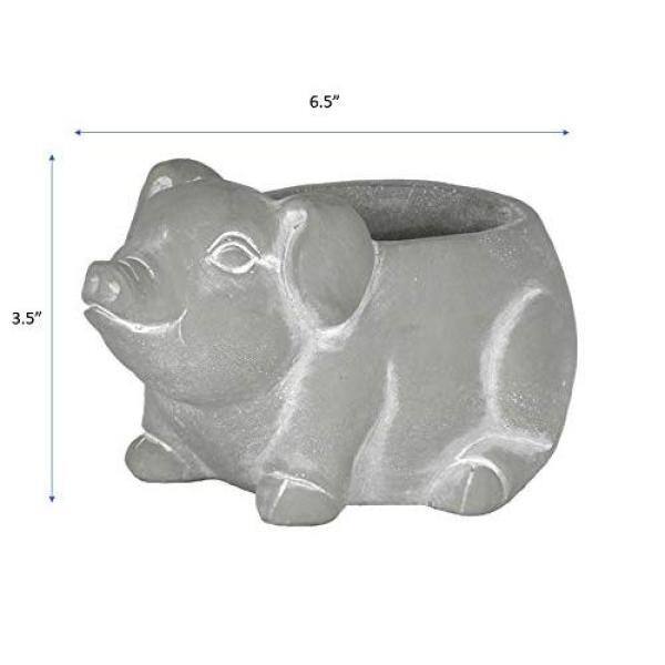 Small Gray Cement Piglet Indoor/Outdoor Planter with Drainage Hole