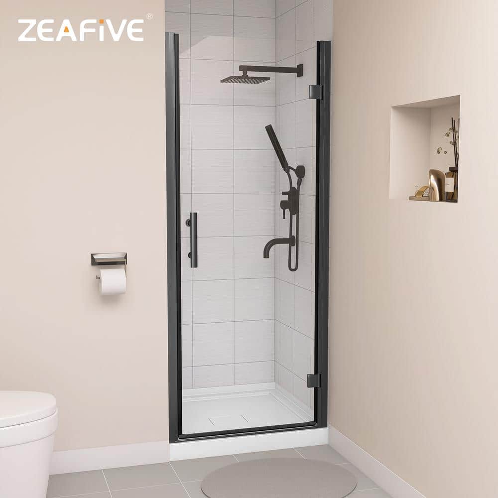 Matte Black Frameless Pivot Shower Door with Clear Glass, 32" x 72"