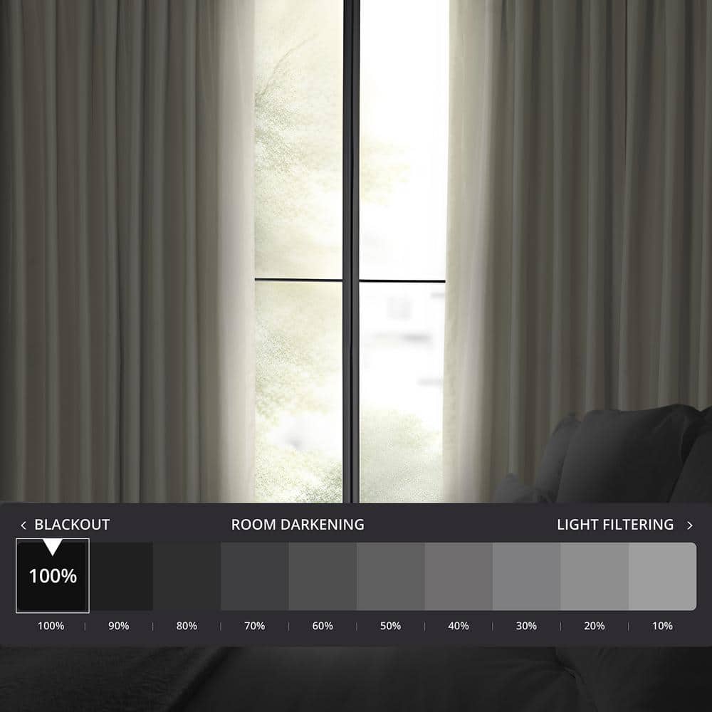 Off-White Puddle Length Blackout Faux Silk Velvet Drapes