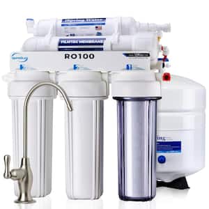5-Stage 100 GPD Reverse Osmosis Drinking Water Filtration System 1:1 Pure to Waste Ratio, US Made Filters