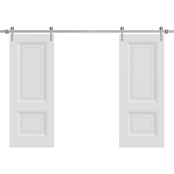 7422 84 in. x 96 in. Sold Core White Color Wood Sliding Barn Door with Hardware Kit