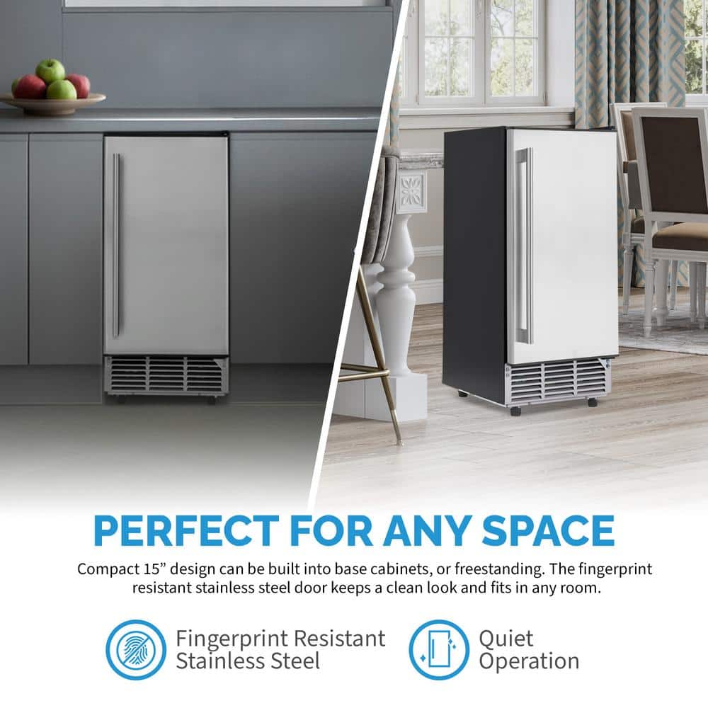 Newair 15" Stainless Steel Undercounter Ice Maker with Fingerprint Resistant Door