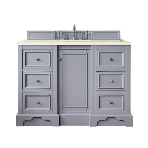 James Martin Vanities De Soto 49.3 in. W x 23.5 in. D x 36.3 in. H Bathroom Vanity in Silver Gray with Eternal Marfil Quartz Top