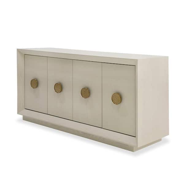 Benjara Cream White and Gold Wood 63 in. Buffet with 2 Cabinets