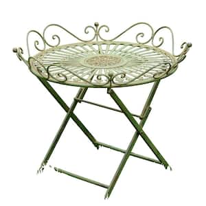 in.Stephania in. Antique Green Metal Side Table