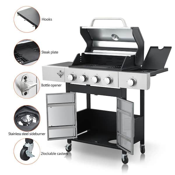 Kahomvis 4-Burner Stainless Steel Barbecue Grill Propane Grill in