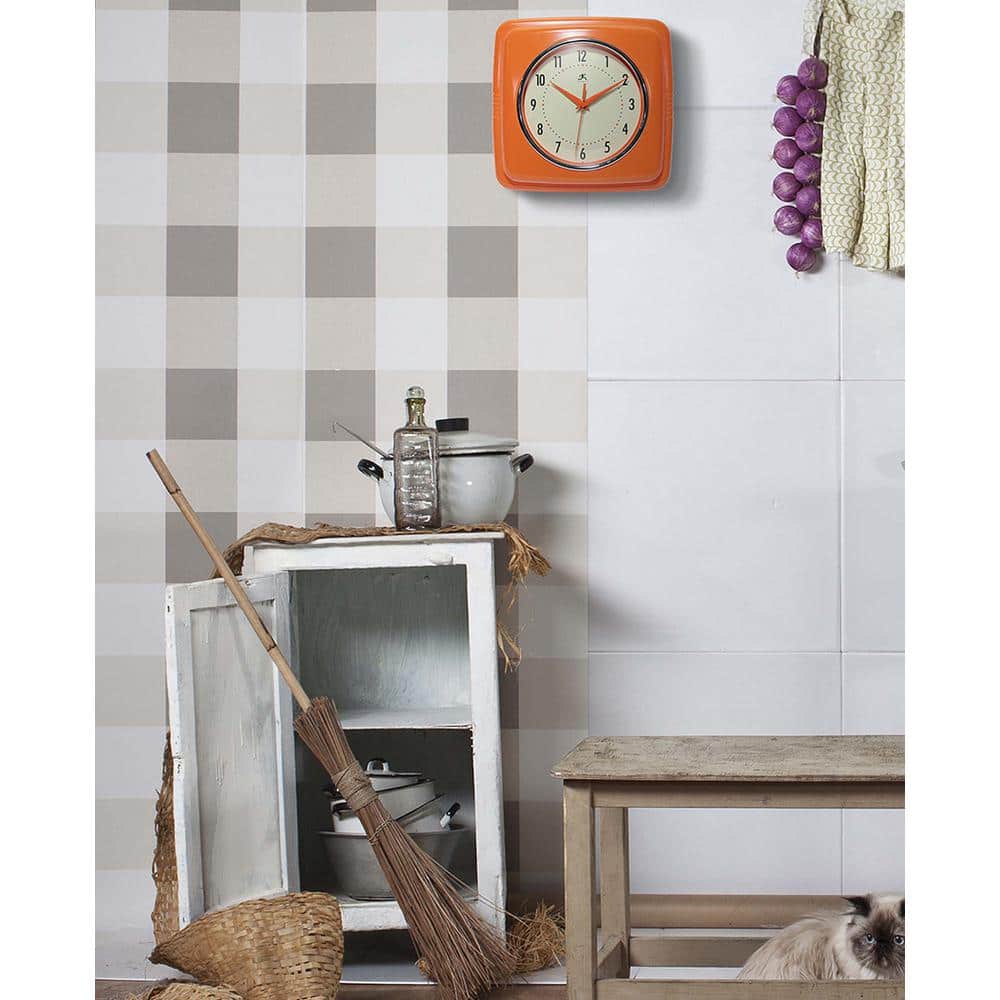 Retro Orange Square 9.5" Silent Quartz Wall Clock