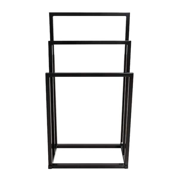 Aoibox Triple Holder Freestanding Metal Towel Rack in Black