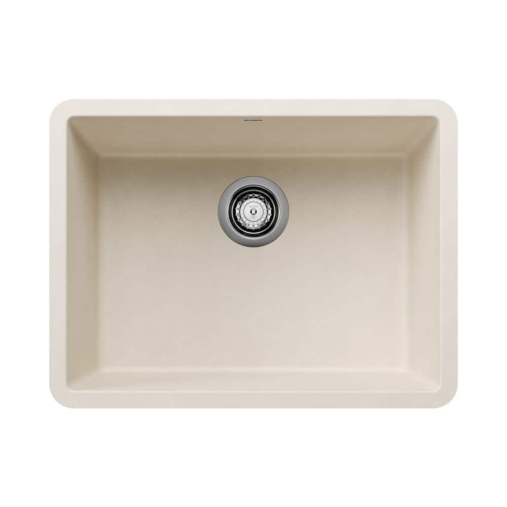 Precis Silgranit 23.44 in. Undermount Single Bowl Soft White Granite Compos