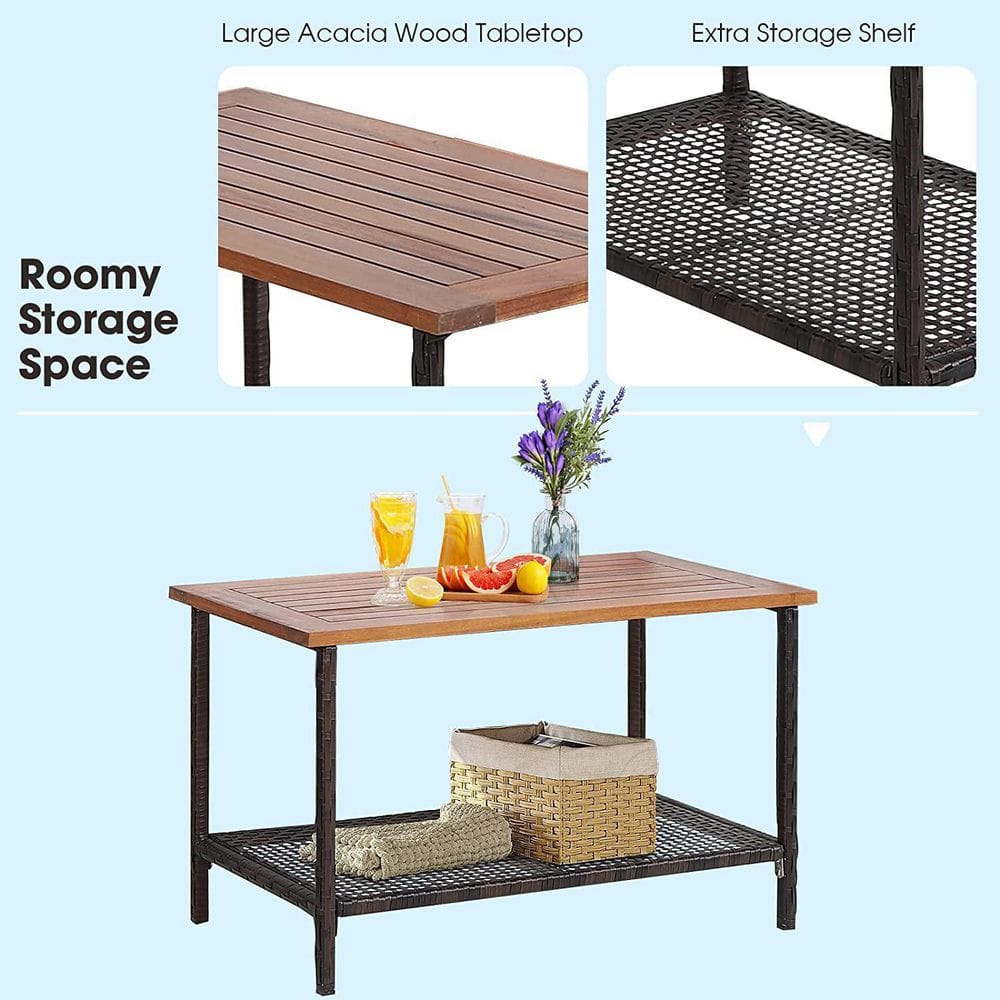 4-Piece Brown Steel Patio Conversation Set with White Cushions