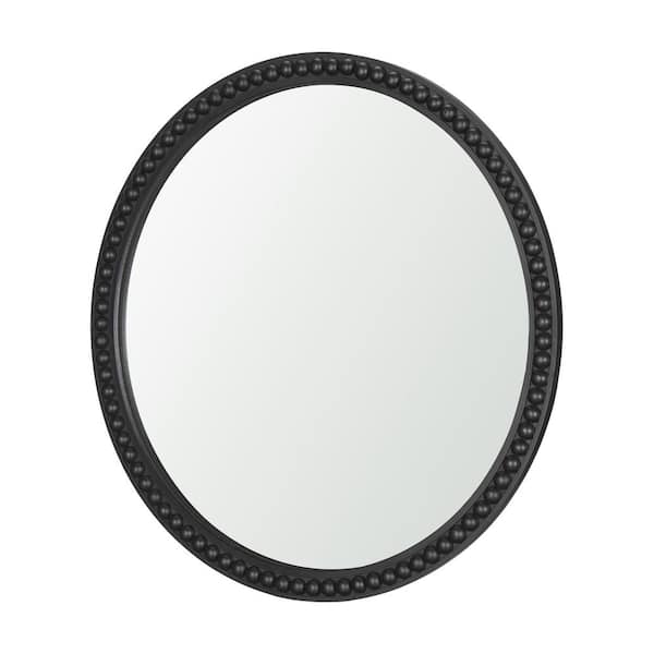 Roan 1.5 in. W x 30 in. H Black Wood Beaded Decorative Wall Mirror