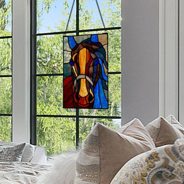 River of Goods Victorian Rose Stained Glass Window Panel 21248 - The Home  Depot