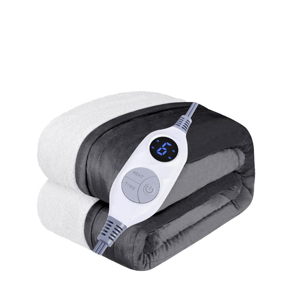 Charcoal Flannel and Sherpa Heated Throw Blanket, 50 in. x 60 in., 6 Heat Levels, Electric Throw Blanket price history on PriceWatchPro