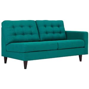 Empress 65 in. Teal Polyester 2-Seat Right-Facing Loveseat with Removable Cushions
