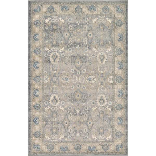 Unique Loom Salzburg Gaisberg Gray 5' 0 x 8' 0 Area Rug