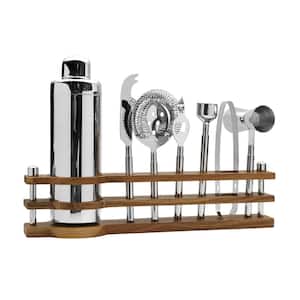 Bliss 8-pc Bar Tool Set, Stainless Steel w/Acacia Wood Stand