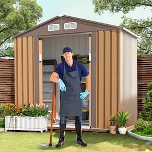 7 ft. W x 4.2 ft. D Outdoor Metal Storage Shed for Backyard Garden Tool with Sliding Door(29.4 sq. ft.)