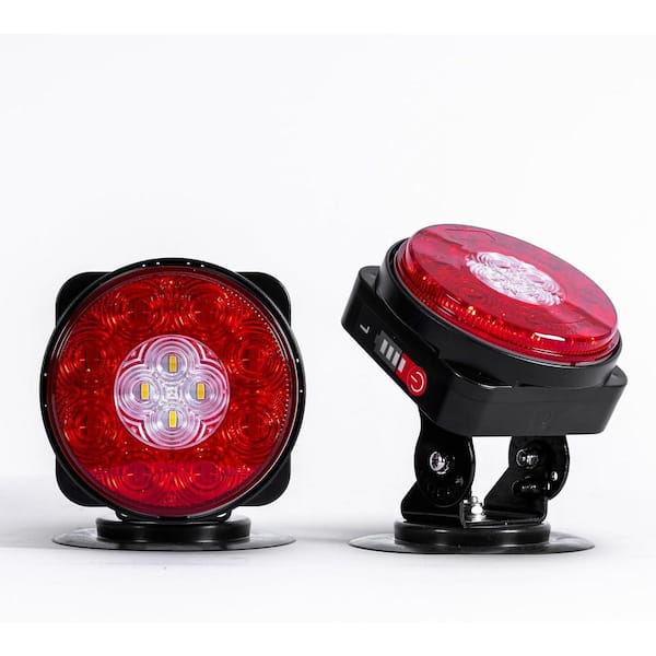 PartsMT Wireless Tow Lights - Rechargeable, Pivot Base, Magnetic Suction Mount, Reverse Light - 7 Pin Trailer Connector