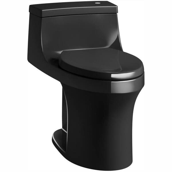 KOHLER San Souci Touchless Comfort Height 1-Piece 1.28 GPF Single Flush Elongated Toilet with AquaPiston Flush in Black Black