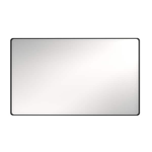 36 in. W x 60 in. H Rectangle Framed Beveled Wall Bathroom Vanity Mirror in Black