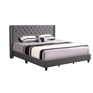 Julie Gray Tufted Upholstered Low Profile Full Panel Bed
