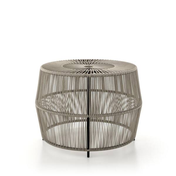 MUSE & LOUNGE Ysar Gray Boho Round Metal Outdoor Side Table MUSE & LOUNGE Ysar Gray Boho Round Metal Outdoor Side Table
