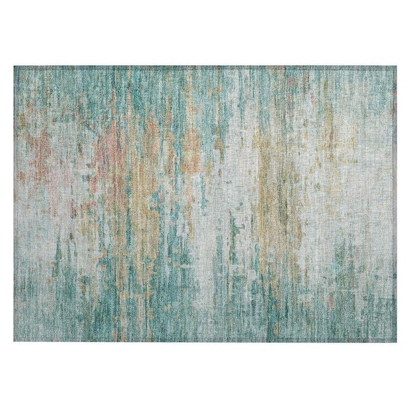 Chantille Machine Washable Indoor/Outdoor Abstract ACN2034 Teal 1 ft. 8 in. x 2 ft. 6 in. Accent Rug