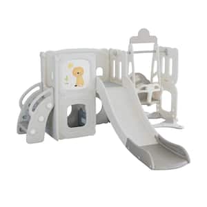 Gray 5-in-1 Toddler Slide Playset with Drawing Whiteboard