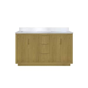 HAVEN 60 in. W x 22 in. D x 35 in. H Freestanding Solid Wood Bath Vanity in OAK with Quartz Top