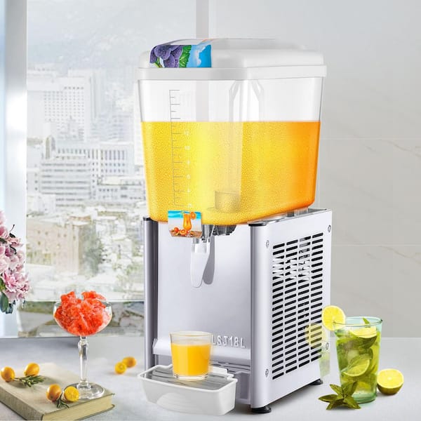 VEVOR Commercial Beverage Dispenser, 20.4 Qt 18L 2 Tanks Ice Tea Drink  Machine, 590W 304 Stainless Steel Juice Dispenser with 41℉-53.6℉ Thermostat  Controller, for Cold Drink Restaurant Hotel Party