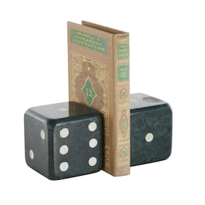 Green Marble Dice Bookends (Set of 2)