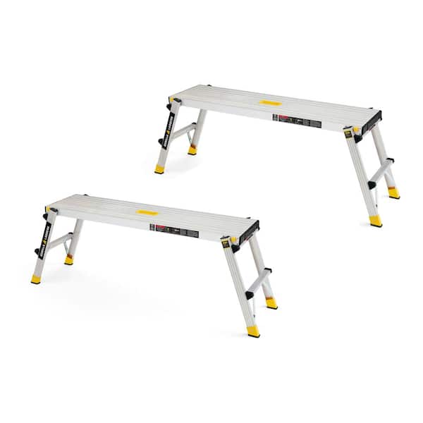 Gorilla Ladders 47.25 in. x 12 in. x 20 in. Aluminum Slim-Fold Work Platform, 300 lbs. Load Capacity (2-Pack)