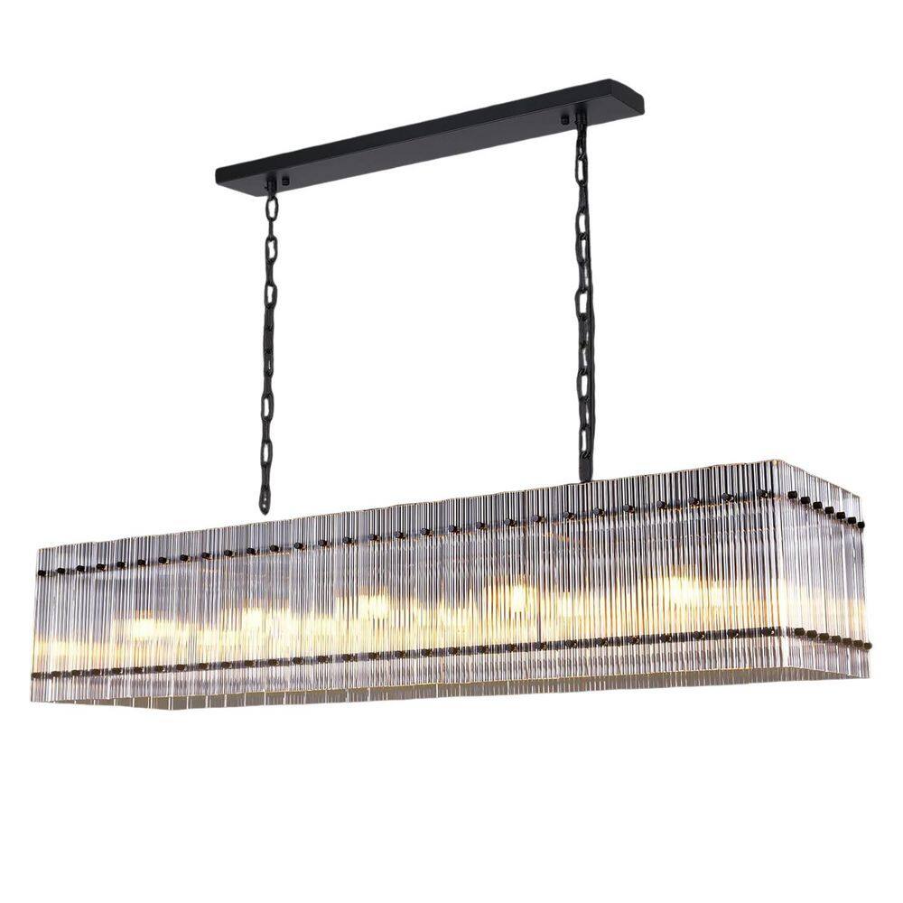 10-Light Black Rectangular Crystal Chandelier, Modern Linear Pendant Ceiling Light for Kitchen Island Dining Room price history on PriceWatchPro