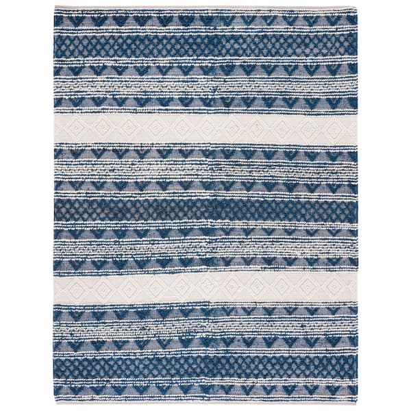 SAFAVIEH Natura 8 ft. x 10 ft. Navy/Ivory Diamond Striped Area Rug ...