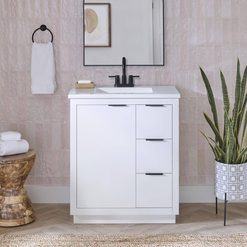Harlock 31 in. Single Sink White Bath Vanity with White Cultured Marble Top (Assembled) price history on PriceWatchPro