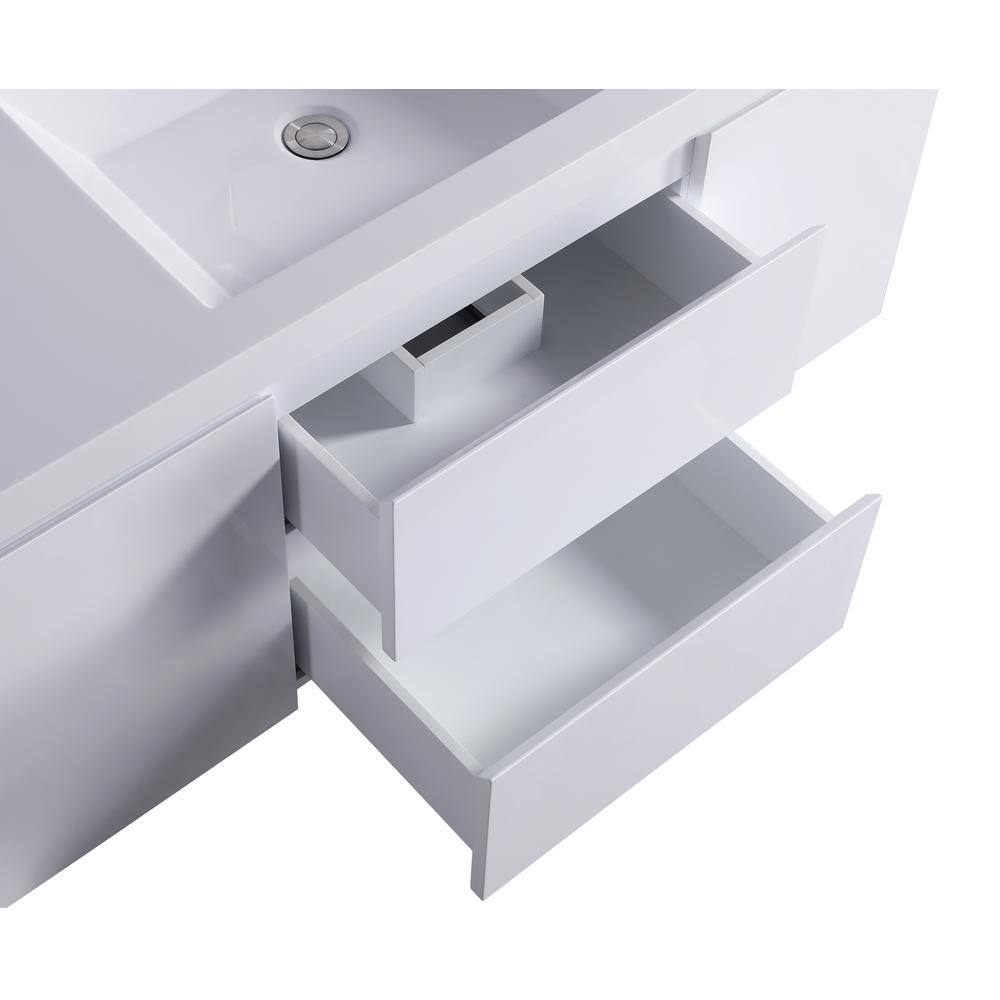White 60" Wall Mount Single Sink Vanity with Countertop