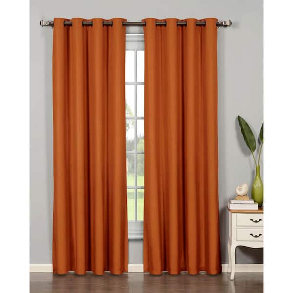 Bella Luna Semi-Opaque Emma Microfiber Room Darkening 54 in. W x 84 in. L Grommet Curtain Panel in Terracotta