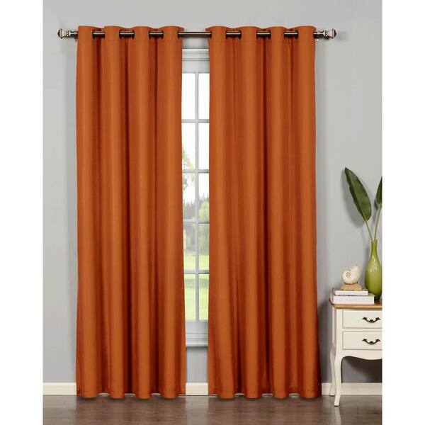 Bella Luna Semi-Opaque Emma Microfiber Extra Wide 84 in. L Room Darkening Grommet Curtain Panel Pair, Terracotta (Set of 2)